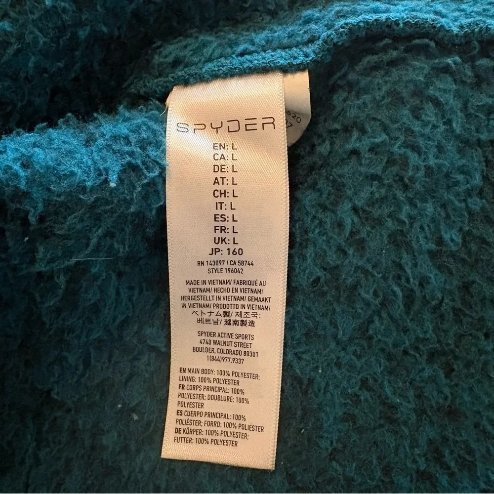 Spyder Girls' Park Hoodie Jacket Swell Blue Green Fleece Size Large